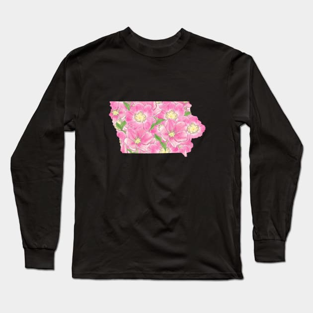 Iowa in Flowers Long Sleeve T-Shirt by UrsulaRodgers